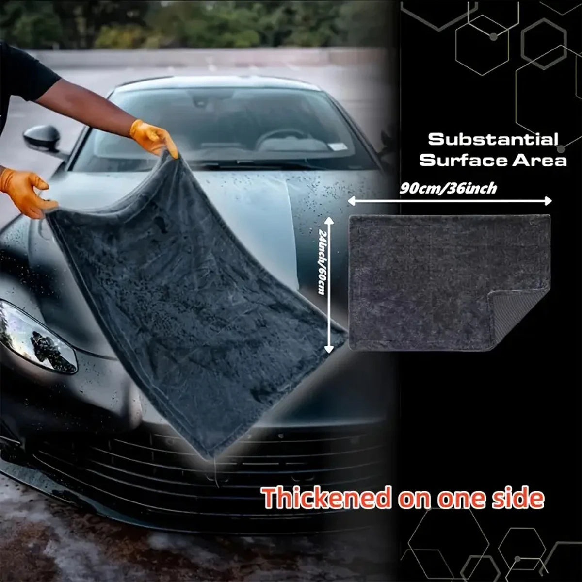 Serviette microfibre noire pour voiture