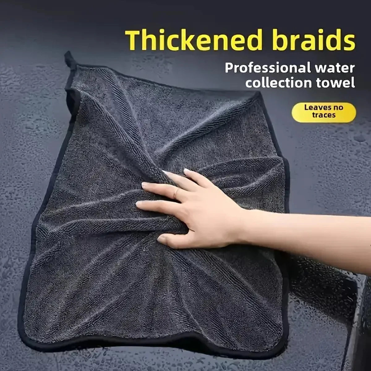Serviette microfibre noire pour voiture