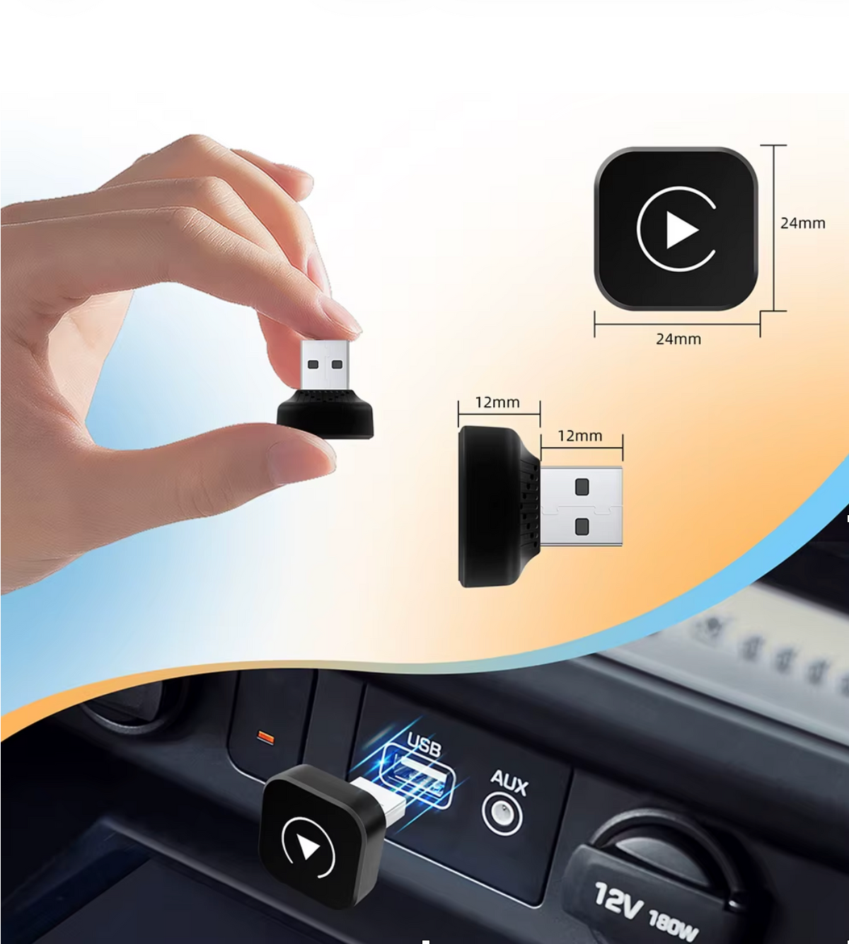 Carplay/Android Adaptateur tout type de voitures (Port USB Type-A)