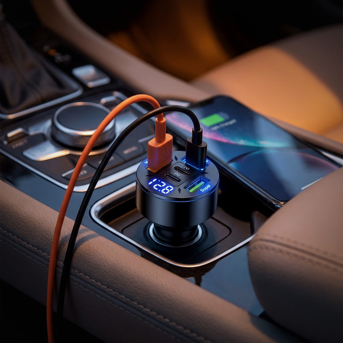 Chargeur allume-cigare 5 ports en situation
