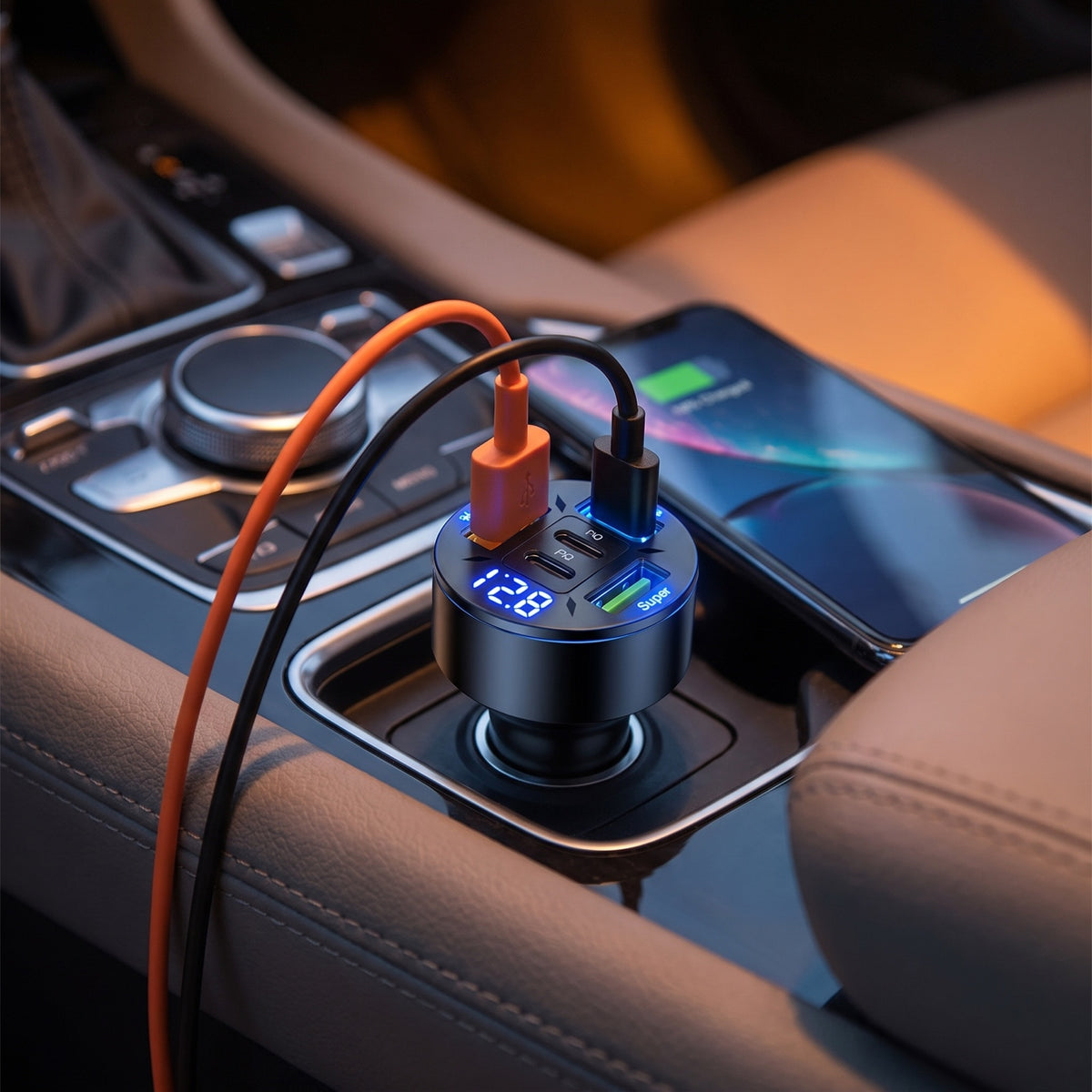 Chargeur allume-cigare 5 ports en situation