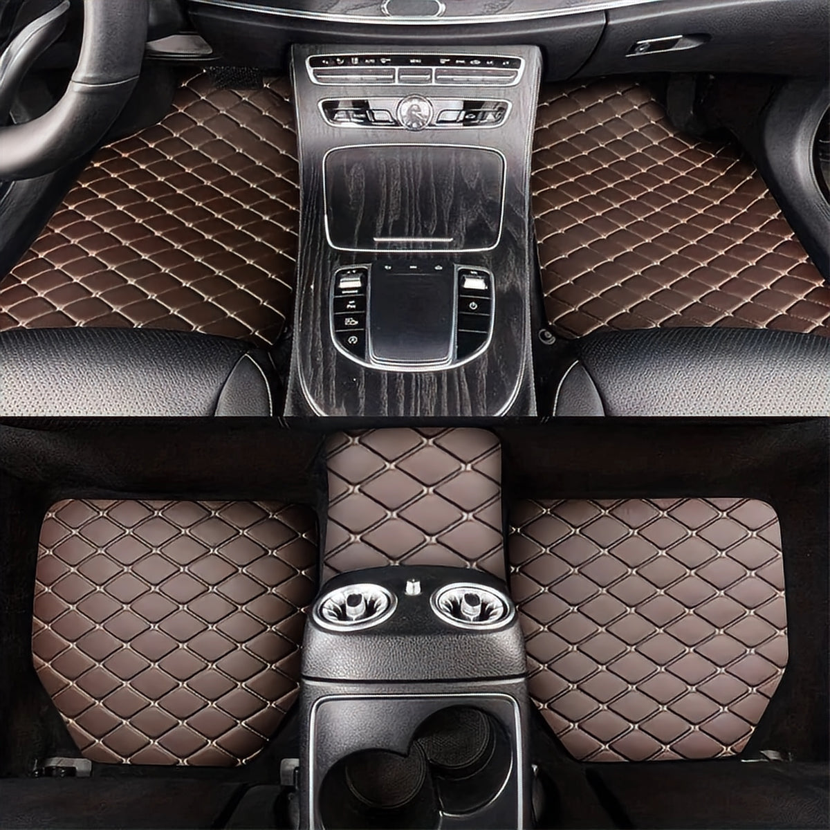 Tapis de sol en similicuir, marron