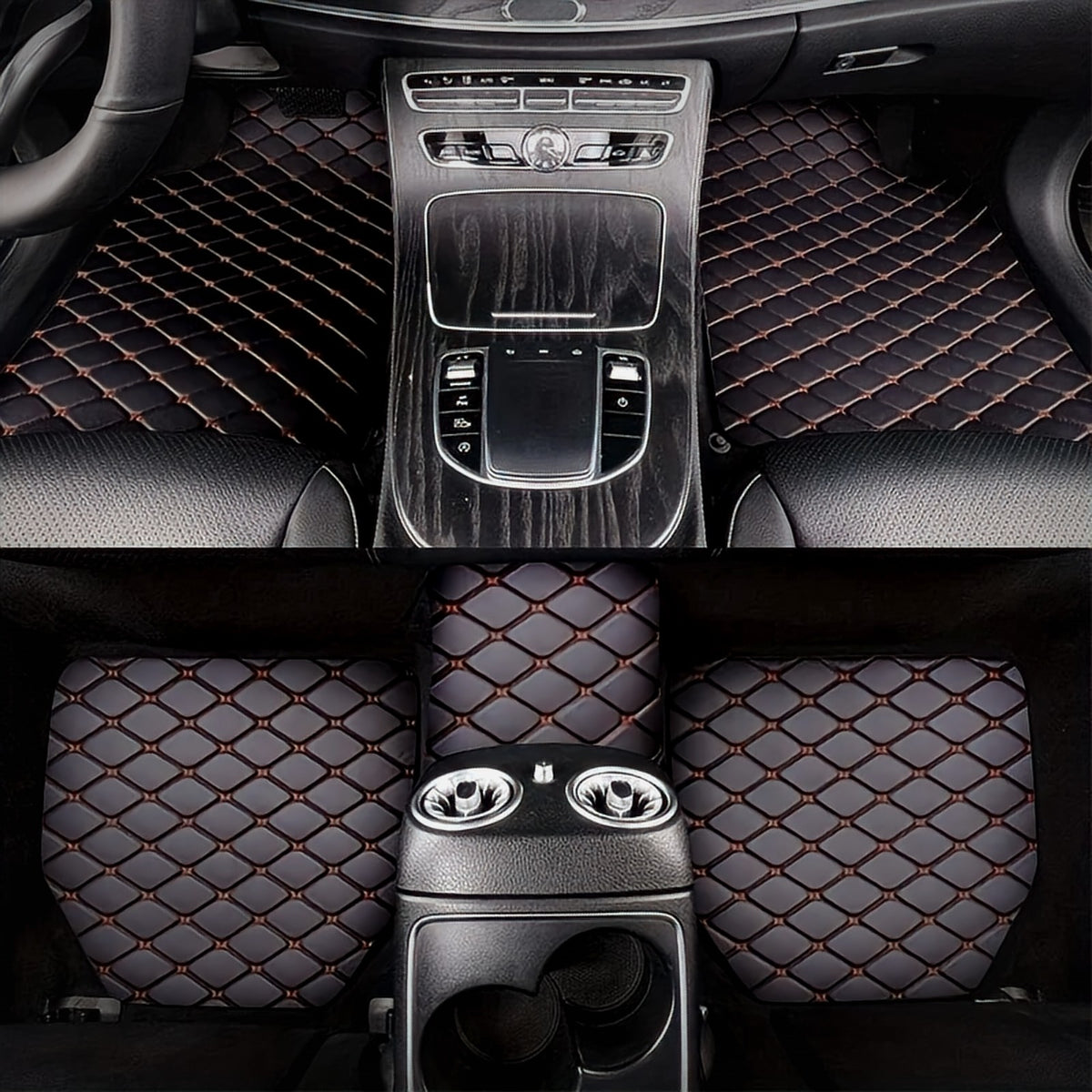 Tapis de sol en similicuir, noir et rouge