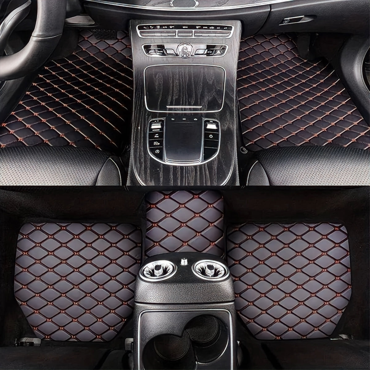 Tapis de sol en similicuir, noir et rouge